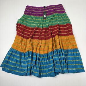 Lauren Ralph Lauren Skirt Womens XL Multi Stripe Boho Maxi Tie Dye Flowy Skirt